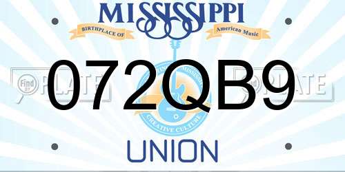 072QB9 Mississippi License Plate