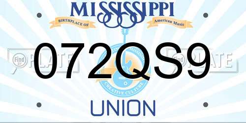 072QS9 Mississippi License Plate