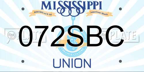 072SBC Mississippi License Plate