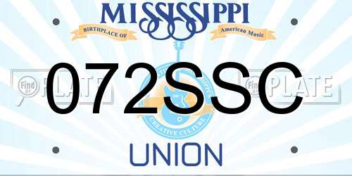 072SSC Mississippi License Plate