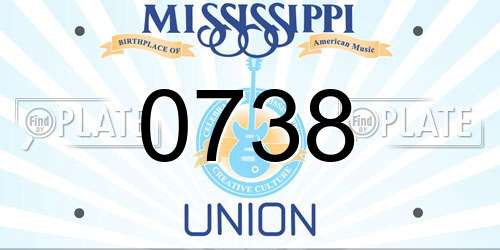 0738 Mississippi License Plate