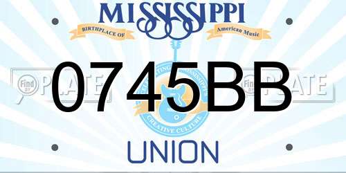0745BB Mississippi License Plate