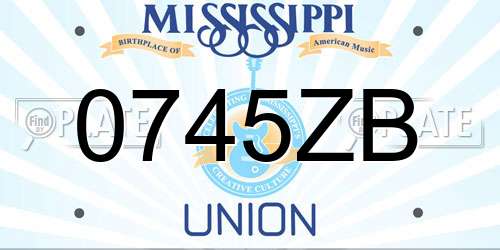 0745ZB Mississippi License Plate