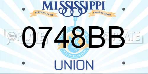 0748BB Mississippi License Plate