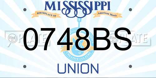 0748BS Mississippi License Plate