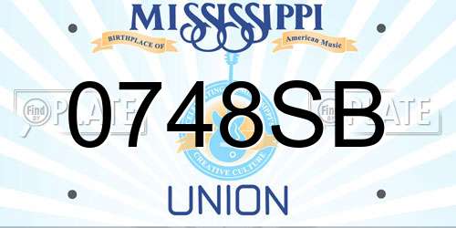 0748SB Mississippi License Plate