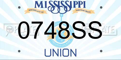 0748SS Mississippi License Plate