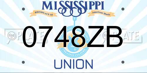 0748ZB Mississippi License Plate