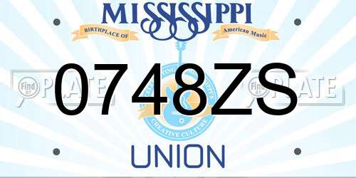 0748ZS Mississippi License Plate