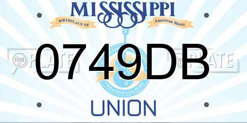 0749DB Mississippi License Plate