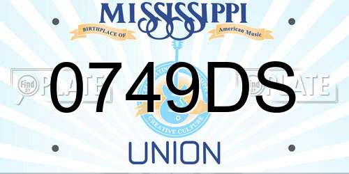 0749DS Mississippi License Plate