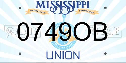 0749OB Mississippi License Plate