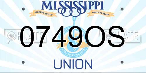 0749OS Mississippi License Plate