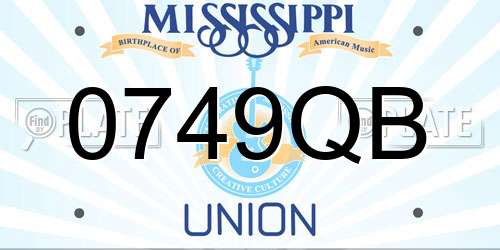 0749QB Mississippi License Plate