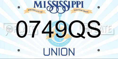 0749QS Mississippi License Plate