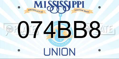 074BB8 Mississippi License Plate