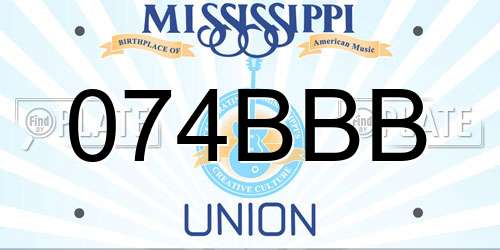 074BBB Mississippi License Plate