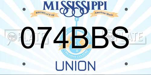 074BBS Mississippi License Plate