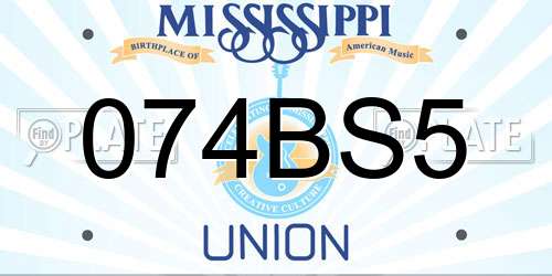 074BS5 Mississippi License Plate