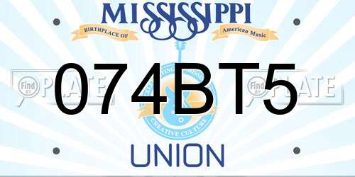 074BT5 Mississippi License Plate