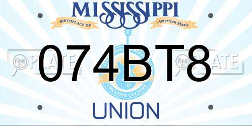 074BT8 Mississippi License Plate