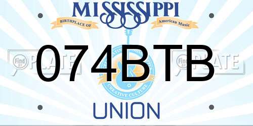 074BTB Mississippi License Plate