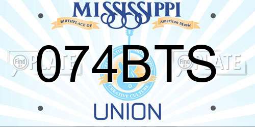 074BTS Mississippi License Plate