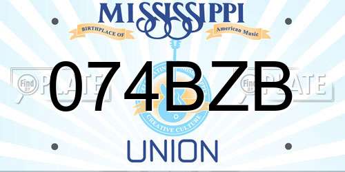 074BZB Mississippi License Plate