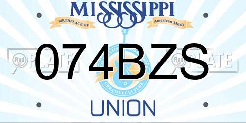 074BZS Mississippi License Plate