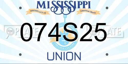 074S25 Mississippi License Plate