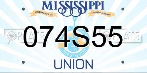 074S55 Mississippi License Plate
