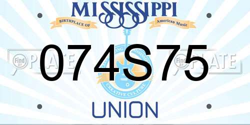 074S75 Mississippi License Plate