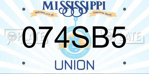 074SB5 Mississippi License Plate