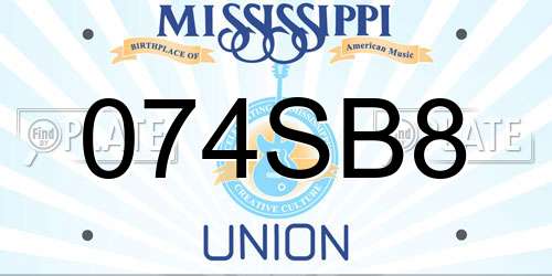 074SB8 Mississippi License Plate