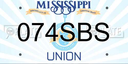 074SBS Mississippi License Plate
