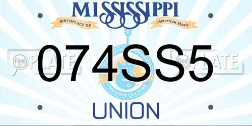 074SS5 Mississippi License Plate