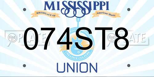 074ST8 Mississippi License Plate