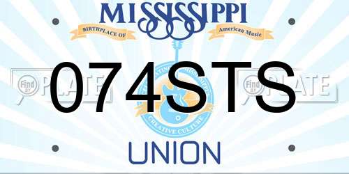 074STS Mississippi License Plate