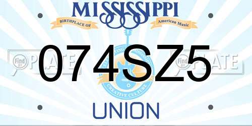 074SZ5 Mississippi License Plate