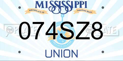 074SZ8 Mississippi License Plate