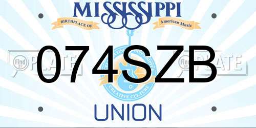 074SZB Mississippi License Plate