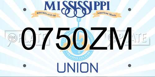 0750ZM Mississippi License Plate