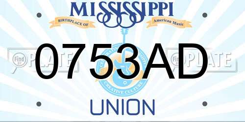 0753AD Mississippi License Plate