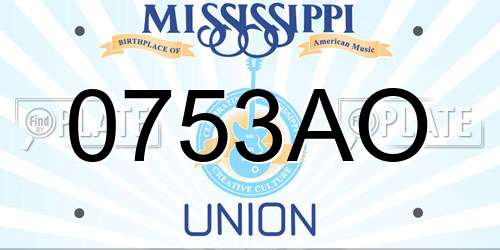 0753AO Mississippi License Plate