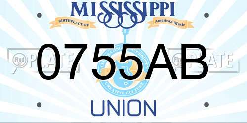 0755AB Mississippi License Plate