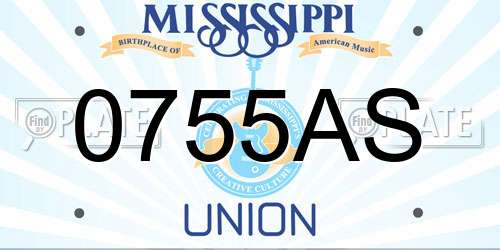 0755AS Mississippi License Plate