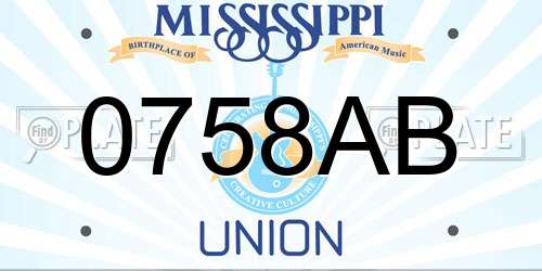 0758AB Mississippi License Plate