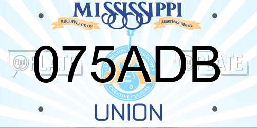 075ADB Mississippi License Plate