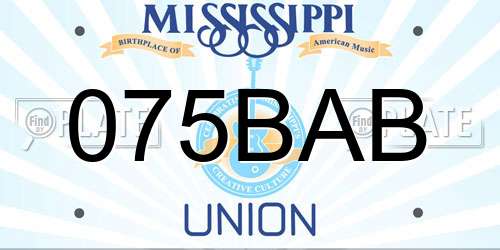 075BAB Mississippi License Plate