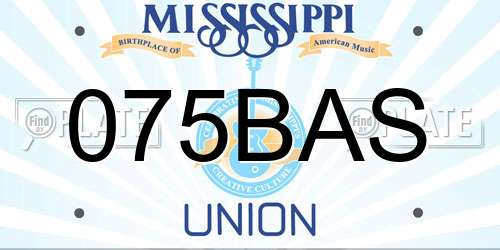 075BAS Mississippi License Plate